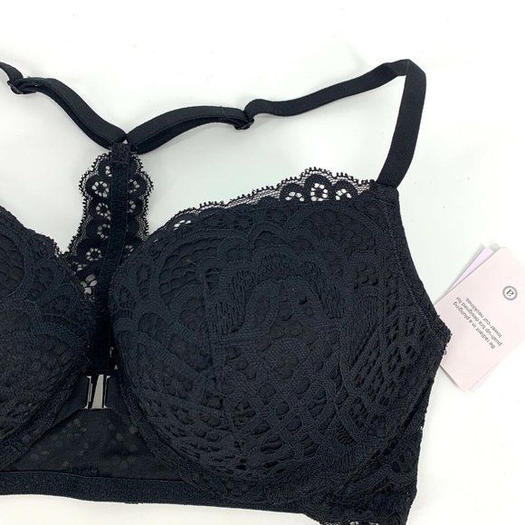 Auden Bra The Radiant Push Up Black Racerback Plunge Coverage NWT - Picture 5 of 11